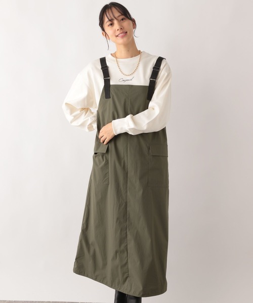 GLOBAL WORK(グローバルワーク)の「ミリタリージャンスカ/989585(ジャンパースカート・レディース・カーキ/ブラック/アイボリー・FREE)」の18枚目の写真