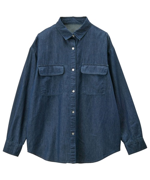 GeeRA(ジーラ)の「オーバーサイズデニムシャツ(シャツ/ブラウス・レディース・ライトブルー/ネイビー・MEDIUM/LARGE)」の15枚目の写真