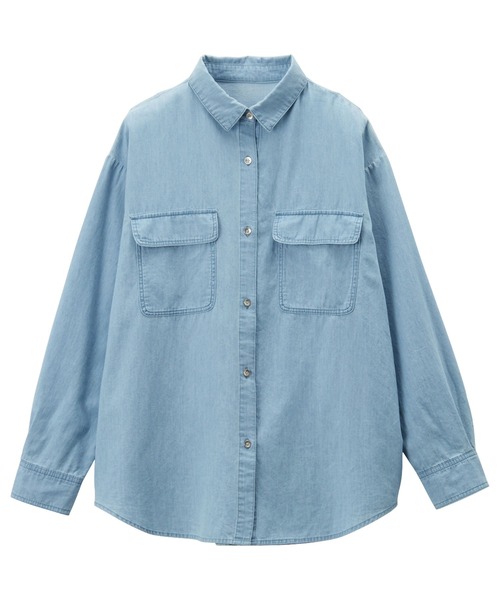 GeeRA(ジーラ)の「オーバーサイズデニムシャツ(シャツ/ブラウス・レディース・ライトブルー/ネイビー・MEDIUM/LARGE)」の14枚目の写真