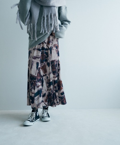 marjour(マージュール)の「ART PRINT SKIRT(スカート・レディース・ブルー/ベージュ・M)」の6枚目の写真