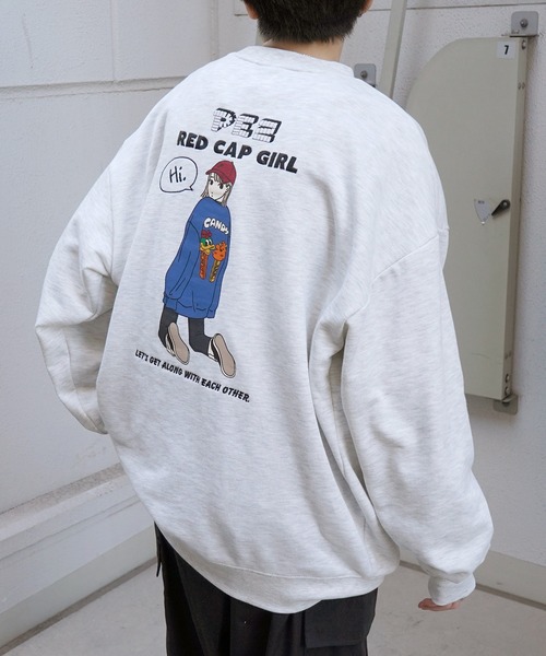 Red Cap Girl(レッドキャプガール)の「【PEZ × RED CAP GIRL】コラボ ビッグシルエット バックプリント刺繍 プルオーバースウェット ユニセックス(スウェット・メンズ・ネイビー/杢グレー/チャコールグレー/アイボリー・M/L)」の3枚目の写真