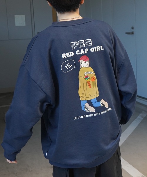 Red Cap Girl(レッドキャプガール)の「【PEZ × RED CAP GIRL】コラボ ビッグシルエット バックプリント刺繍 プルオーバースウェット ユニセックス(スウェット・メンズ・ネイビー/杢グレー/チャコールグレー/アイボリー・M/L)」の4枚目の写真