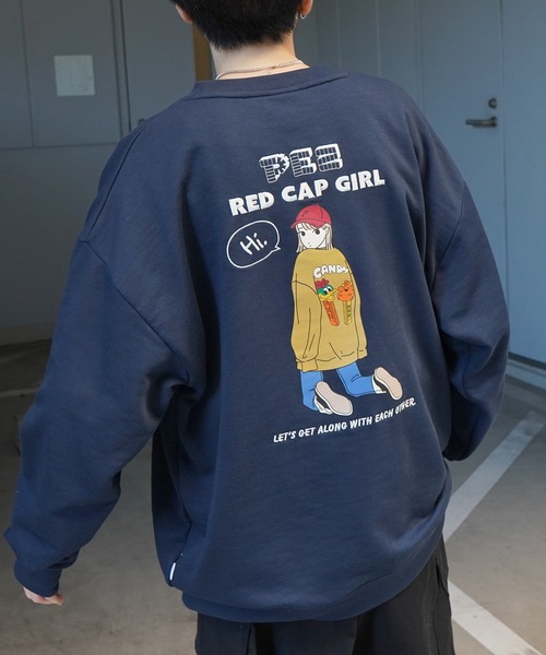 Red Cap Girl(レッドキャプガール)の「【PEZ × RED CAP GIRL】コラボ ビッグシルエット バックプリント刺繍 プルオーバースウェット ユニセックス(スウェット・メンズ・ネイビー/杢グレー/チャコールグレー/アイボリー・M/L)」の8枚目の写真