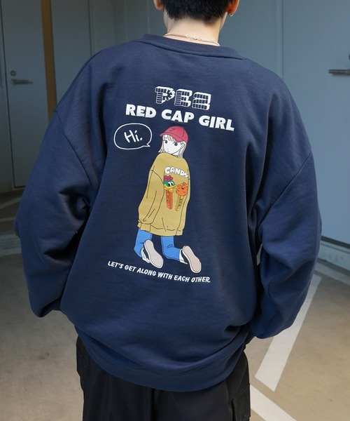 Red Cap Girl(レッドキャプガール)の「【PEZ × RED CAP GIRL】コラボ ビッグシルエット バックプリント刺繍 プルオーバースウェット ユニセックス(スウェット・メンズ・ネイビー/杢グレー/チャコールグレー/アイボリー・M/L)」の9枚目の写真
