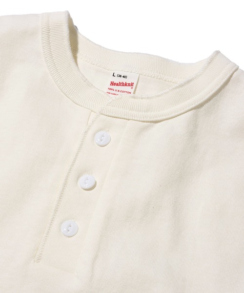 Healthknit（ヘルスニット）の「【Healthknit】Max Weight Jersey Henleyneck S/S / マックスウェイト ジャージー ヘンリーネックTシャツ（Tシャツ/カットソー・メンズ・オフホワイト/ブラック/ネイビー/マスタード/グリーン・LARGE/MEDIUM/X-LARGE）」の16枚目の写真