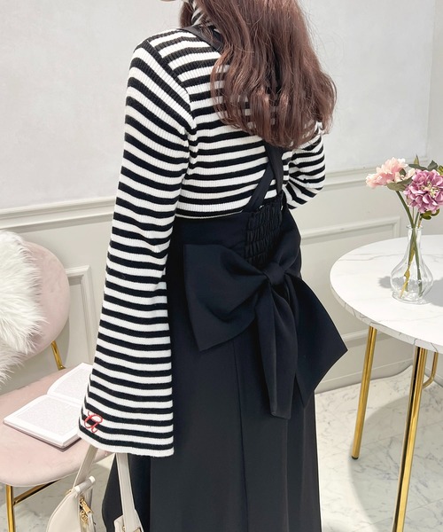 apres jour（アプレジュール）の「取り外しリボン＋サス付きジャンスカ【ZOZOTOW限定アイテム】（ジャンパースカート・レディース・グレイッシュベージュ/ブラック/ブラック系その他・X-LARGE/フリー）」の17枚目の写真