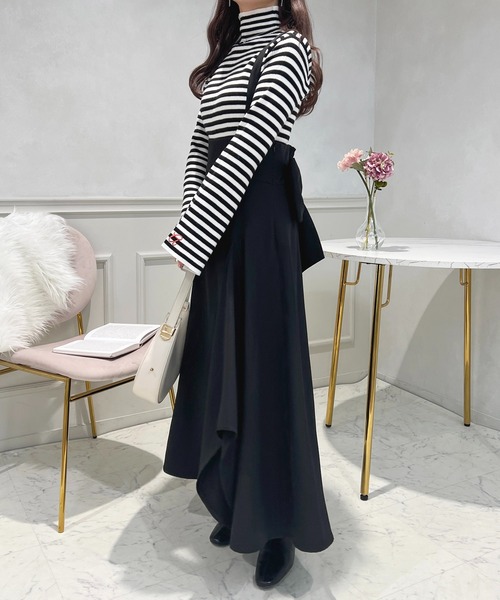 【現行品♡タグ付き未使用】パブリックトウキョウ　タイプライターフレアジャンスカ セール】取り外しリボン＋サス付きジャンスカ【ZOZOTOW限定アイテム