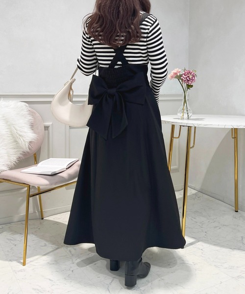 apres jour（アプレジュール）の「取り外しリボン＋サス付きジャンスカ【ZOZOTOW限定アイテム】（ジャンパースカート・レディース・グレイッシュベージュ/ブラック/ブラック系その他・X-LARGE/フリー）」の21枚目の写真