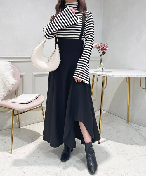 apres jour（アプレジュール）の「取り外しリボン＋サス付きジャンスカ【ZOZOTOW限定アイテム】（ジャンパースカート・レディース・グレイッシュベージュ/ブラック/ブラック系その他・X-LARGE/フリー）」の19枚目の写真