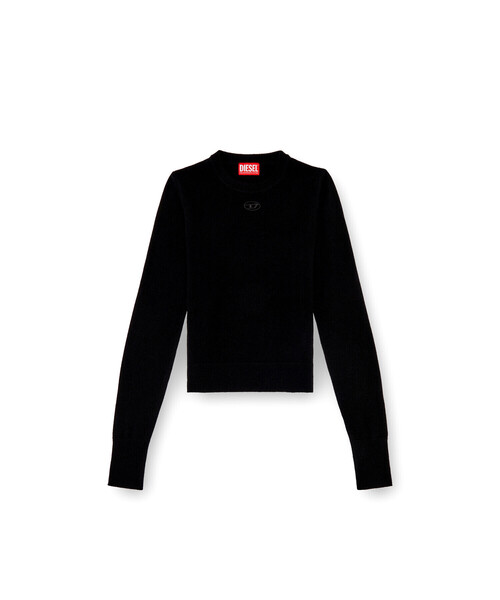 極美品　現行　DIESEL プレートロゴ　ブラック リブニット 長袖　人気　M DIESEL - 【新品】diesel ディーゼル ロゴプレート ニット 長袖