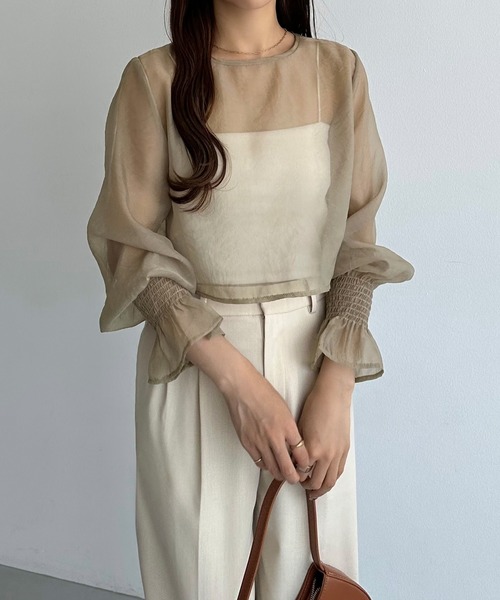 callautia（カラウティア）の「前後2wayシアーブラウス（シャツ/ブラウス・レディース・ブラック/アイボリー/グレイッシュベージュ/ベージュ/ブルーグレー・SMALL/MEDIUM/LARGE/X-LARGE）」の18枚目の写真