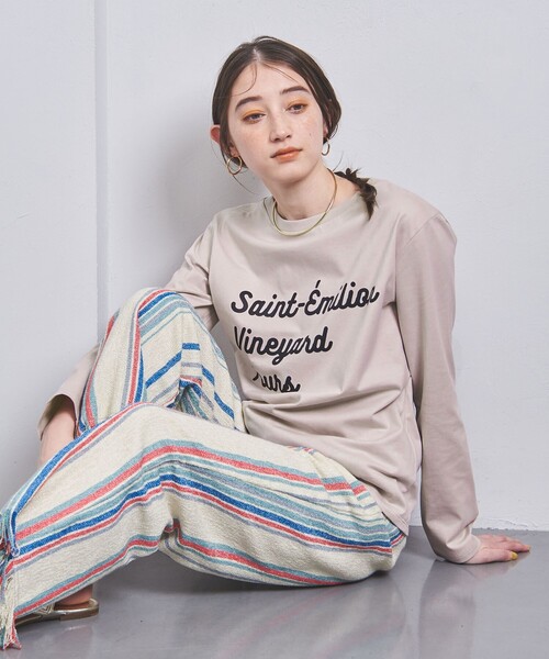mucci（ムッチ）の「【別注】＜mucci＞LOGO ロングスリーブ Ｔシャツ（Tシャツ/カットソー・レディース・ブラック/ベージュ・0）」の3枚目の写真