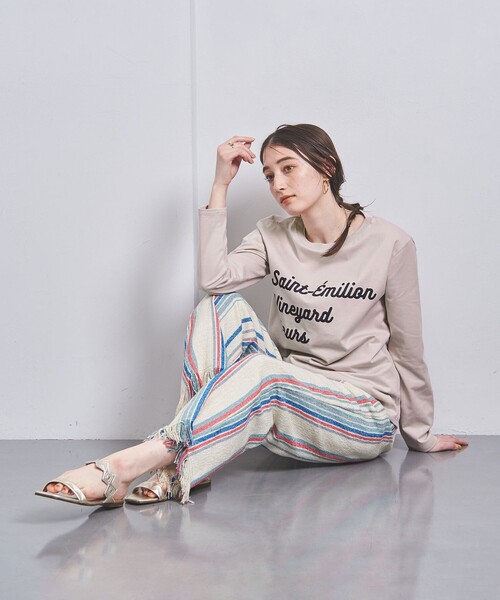 mucci（ムッチ）の「【別注】＜mucci＞LOGO ロングスリーブ Ｔシャツ（Tシャツ/カットソー・レディース・ブラック/ベージュ・0）」の4枚目の写真