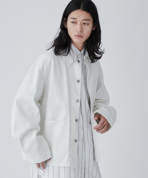 THE STANDARD（ザスタンダード）の「WEGO/デニムカバーオール（デニムジャケット・メンズ・ホワイト/ブラック・LARGE/MEDIUM）」の22枚目の写真