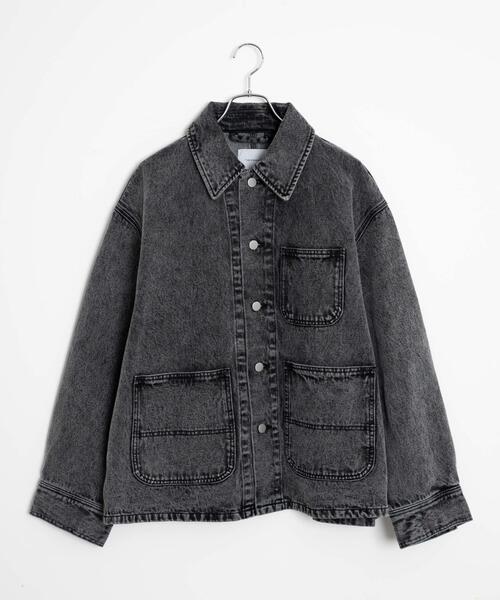 THE STANDARD（ザスタンダード）の「WEGO/デニムカバーオール（デニムジャケット・メンズ・ホワイト/ブラック・LARGE/MEDIUM）」の11枚目の写真