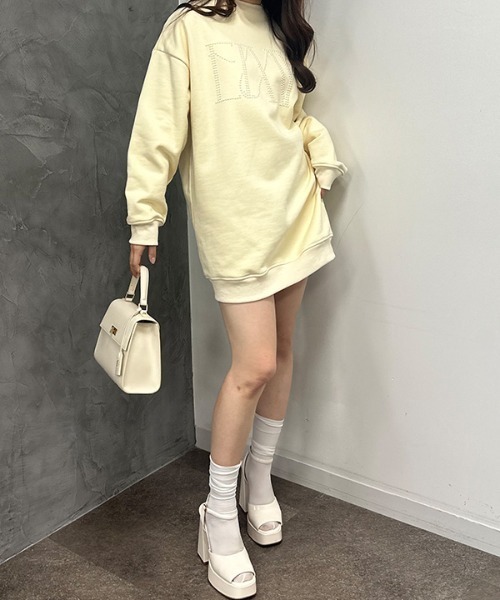 EIMY ISTOIRE（エイミーイストワール）の「EIMYロゴスウェットミニワンピース（ワンピース・レディース・ピンク/ホワイト/サックスブルー/ブラック/イエロー/グリーン・FREE）」の5枚目の写真
