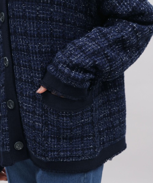 LAKOLE（ラコレ）の「7ゲージツイーディーニットカーディガン / 108706（カーディガン/ボレロ・レディース・ブルー/ネイビー/アイボリー・MEDIUM/SMALL）」の13枚目の写真