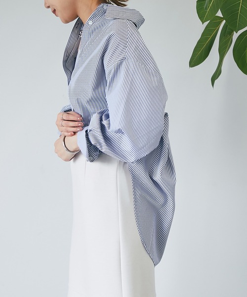 un dix cors(アンディコール)の「ストライプシンプルシャツ(シャツ/ブラウス・レディース・ネイビー/グリーン/ピンク・FREE)」の20枚目の写真