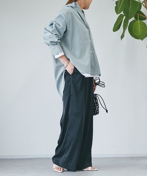 un dix cors(アンディコール)の「ストライプシンプルシャツ(シャツ/ブラウス・レディース・ネイビー/グリーン/ピンク・FREE)」の5枚目の写真