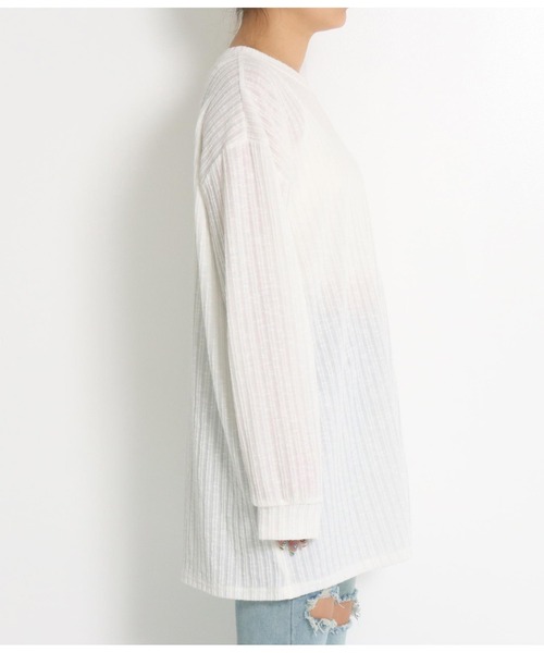 anap mimpi(アナップミンピ)の「スラブランダムリブ長袖ミニワンピース(ワンピース・レディース・ホワイト/イエロー・FREE)」の6枚目の写真