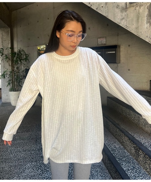anap mimpi(アナップミンピ)の「スラブランダムリブ長袖ミニワンピース(ワンピース・レディース・ホワイト/イエロー・FREE)」の22枚目の写真