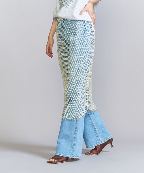 PROVOKE/mesh beads knit skirt スカート 