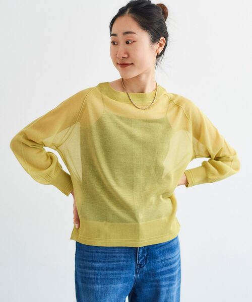 le.coeur blanc（ルクールブラン）の「シアー前後2WAYクルーカーディガン（カーディガン/ボレロ・レディース・ライトグリーン/ネイビー/オフホワイト・38）」の13枚目の写真