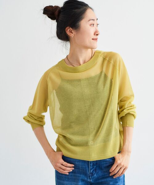 le.coeur blanc（ルクールブラン）の「シアー前後2WAYクルーカーディガン（カーディガン/ボレロ・レディース・ライトグリーン/ネイビー/オフホワイト・38）」の14枚目の写真