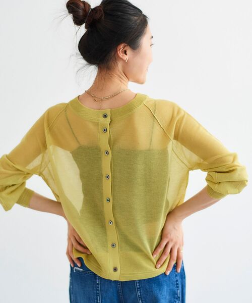 le.coeur blanc（ルクールブラン）の「シアー前後2WAYクルーカーディガン（カーディガン/ボレロ・レディース・ライトグリーン/ネイビー/オフホワイト・38）」の16枚目の写真