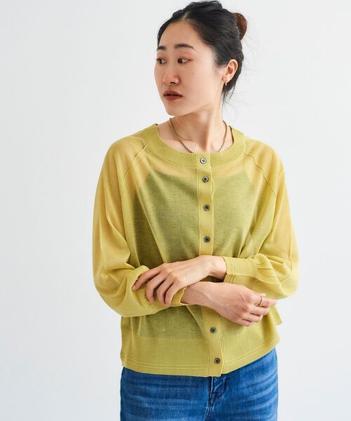 le.coeur blanc（ルクールブラン）の「シアー前後2WAYクルーカーディガン（カーディガン/ボレロ・レディース・ライトグリーン/ネイビー/オフホワイト・38）」の17枚目の写真