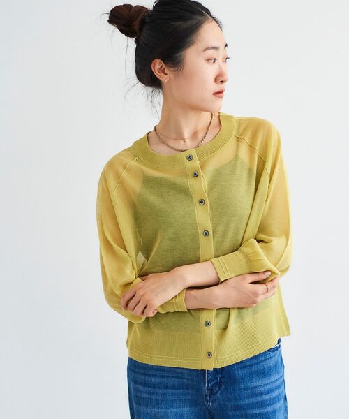 le.coeur blanc（ルクールブラン）の「シアー前後2WAYクルーカーディガン（カーディガン/ボレロ・レディース・ライトグリーン/ネイビー/オフホワイト・38）」の18枚目の写真