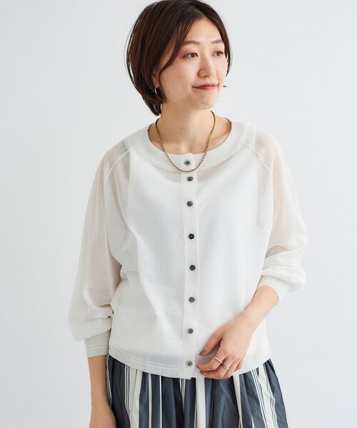 le.coeur blanc / ルクールブラン シアー前後2WAYクルーカーディガン シアー前後2WAYクルーカーディガン/le.coeur blanc(ルクール