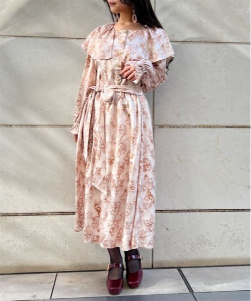 【セール】ヴィンテージダマスク柄ワンピース（ワンピース）｜axes femme（アクシーズファム）