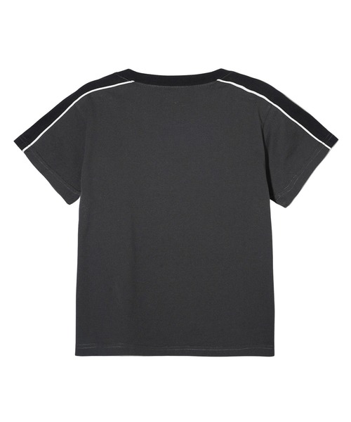 X-girl（エックスガール）の「CONTRAST STRIPE S/S BABY TEE（Tシャツ/カットソー・レディース・オリーブ/ホワイト/チャコール・S/M）」の4枚目の写真