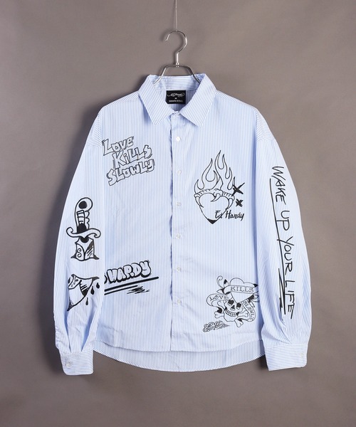 &エルシー花鳥プリント 長袖シャツ セール】EdHardy 長袖 プリントシャツ（シャツ/ブラウス）｜Ed