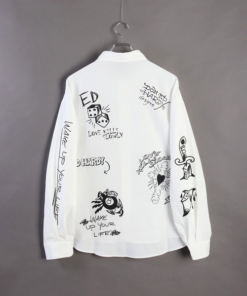 &エルシー花鳥プリント 長袖シャツ セール】EdHardy 長袖 プリントシャツ（シャツ/ブラウス）｜Ed