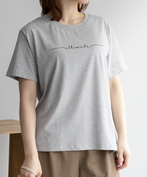 NAVY(ネイビー)の「NAVY メッセージプリントTシャツ(Tシャツ/カットソー・レディース・杢グレー/ブラック/ブラウン・L/M/S/XL)」の3枚目の写真