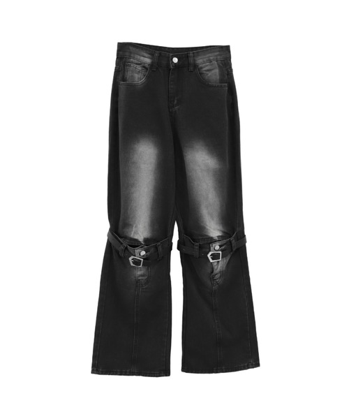 LVEU. ラブユ　クラッシュルーズデニムパンツ　ブラック LVEU.（ラブユ.）の「【LVEU.】ブラックワイドデニム / ボトムス