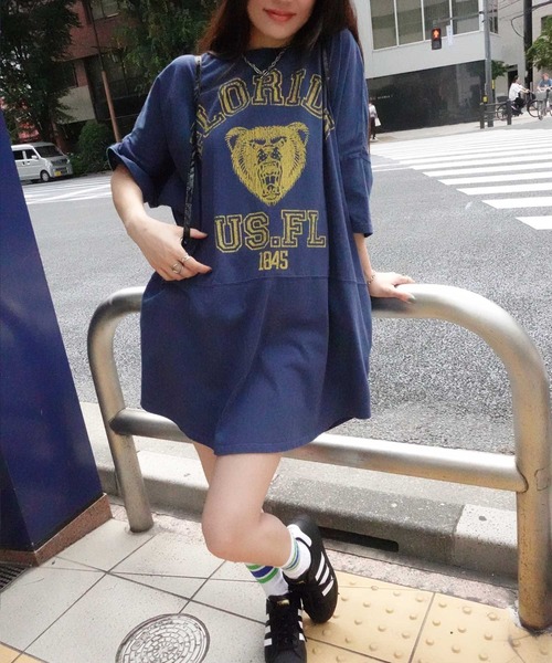 CORNERS(コーナーズ)の「ピグメントBEARオーバーサイズTシャツ(Tシャツ/カットソー・レディース・オレンジ/チャコールグレー/アイボリー/ネイビー/ホワイト・FREE)」の15枚目の写真