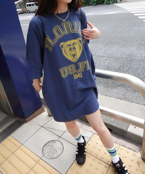 CORNERS(コーナーズ)の「ピグメントBEARオーバーサイズTシャツ(Tシャツ/カットソー・レディース・オレンジ/チャコールグレー/アイボリー/ネイビー/ホワイト・FREE)」の17枚目の写真
