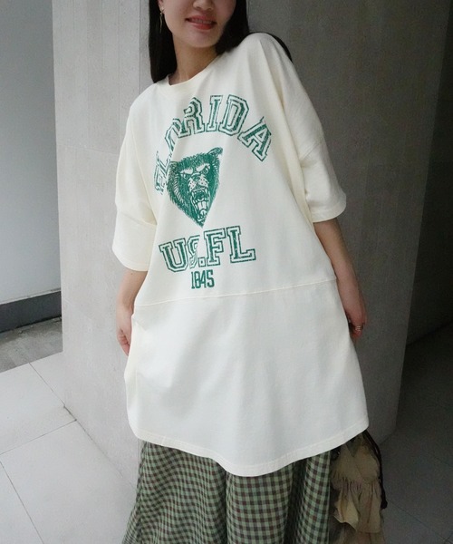 CORNERS(コーナーズ)の「ピグメントBEARオーバーサイズTシャツ(Tシャツ/カットソー・レディース・オレンジ/チャコールグレー/アイボリー/ネイビー/ホワイト・FREE)」の22枚目の写真