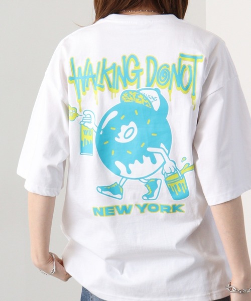 FUNALIVE(ファンアライブ)の「WALKING DONUTオーバーサイズ ヘビーウエイト半袖Tシャツ(Tシャツ/カットソー・メンズ・ホワイト/ライトブラック/ホワイト系/ピンク/グレー系/ブラック/ミント/杢グレー・LL/L/M)」の2枚目の写真