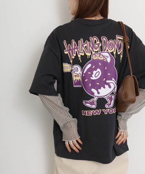 FUNALIVE（ファンアライブ）の「WALKING DONUTオーバーサイズ ヘビーウエイト半袖Tシャツ（Tシャツ/カットソー・メンズ・ホワイト/ライトブラック/ホワイト系/ピンク/グレー系/ブラック/ミント/杢グレー・LL/L/M）」の5枚目の写真
