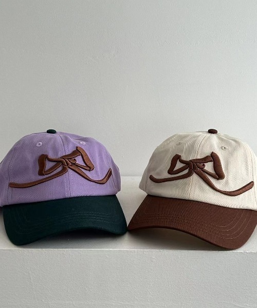 Vipoa(ヴィポア)の「big ribbon cap(キャップ・レディース・アイボリー/パープル・FREE)」の7枚目の写真