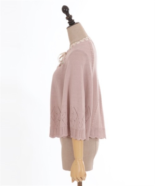 Femme poetique axes femme ケープ cardigan ハート編柄裏ボアニット