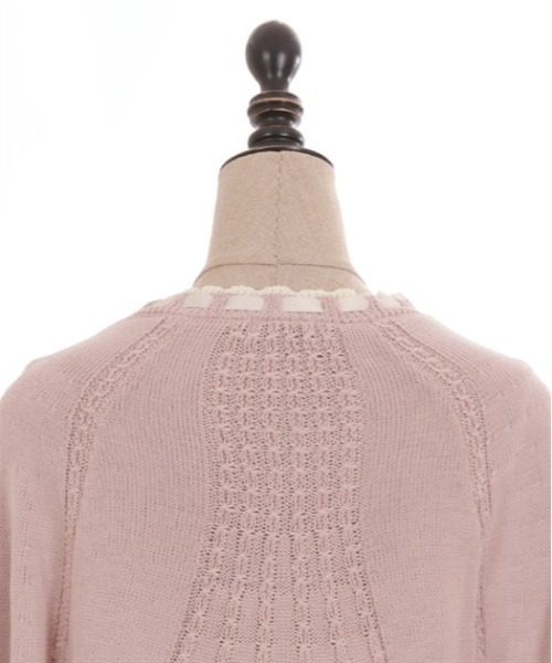 Femme poetique axes femme ケープ cardigan ハート編柄裏ボアニット