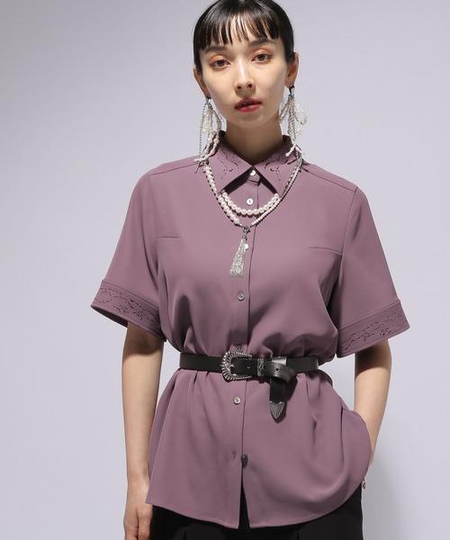 HARE 半袖 レザーカットシャツ チャコールグレー undo-rowa_sl05989