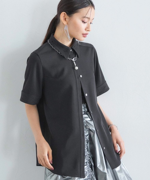 HARE 半袖 レザーカットシャツ チャコールグレー セール】レーザーカットビッグシャツ(HARE)（シャツ/ブラウス