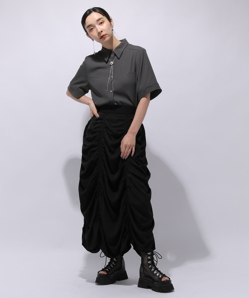 HARE（ハレ）の「レーザーカットシャツ(HARE)（シャツ/ブラウス・レディース・グリーン/ホワイト/チャコールグレー/ブラック/ピンク・FREE）」の9枚目の写真