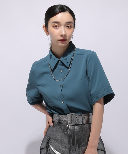 HARE（ハレ）の「レーザーカットシャツ(HARE)（シャツ/ブラウス・レディース・グリーン/ホワイト/チャコールグレー/ブラック/ピンク・FREE）」の20枚目の写真